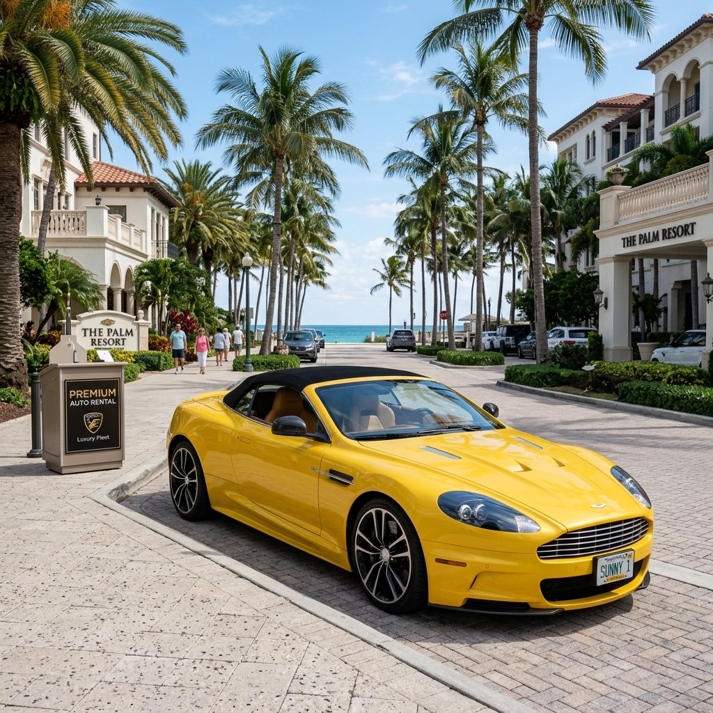 Yellow Convertible Sports Car